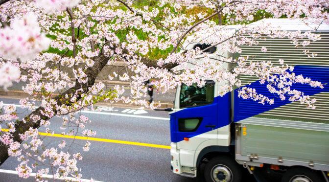 桜とトラック